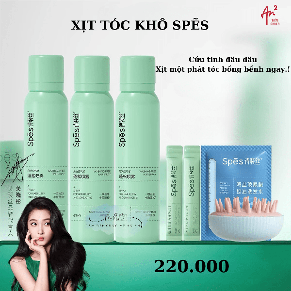 XỊT TÓC KHÔ SPẼS LOẠI BỎ DẦU, MỀM MƯỢT TÓC CHỈ MỘT LẦN XỊT.