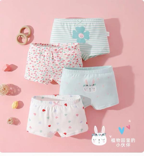 Set 5 quần chip boxer cotton nguyên chất cho bé gái