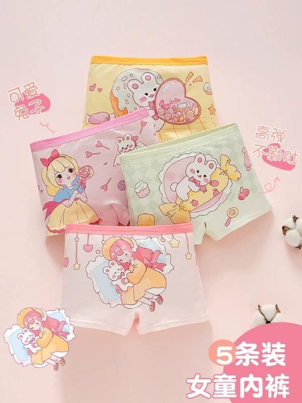 Set 4 quần lót bé gái cotton nguyên chất không cúp mông